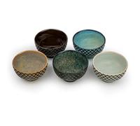 Bredemeijer Set di ciotole da tè, 5 pezzi, a quadri, in porcellana, con capacità di 150 ml