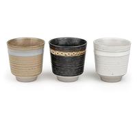 Bredemeijer Set di tazze da tè in ceramica, 3 pezzi, moderno a righe, con capacità di 200 ml