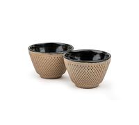 Bredemeijer Tazza da tè smaltata in ghisa, 2 pezzi, piccola tazza in ghisa color sabbia con capacità di 100 ml