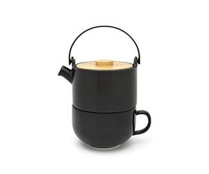 Bredemeijer - Tea for one Umea nero con coperchio in bambù, 500 ml