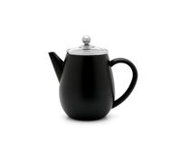 Bredemeijer Teiera a doppia parete, 0,5 litri, piccola caraffa isolante in acciaio inox, colore nero, con coperchio in vetro e filtro da tè, ideale per tipi di tè sfusi