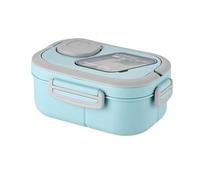 Breeshy Bento Lunch Box per Adulti con Contenitore per Insalata, Contenitore per Salsa e Forchetta Riutilizzabile - Anti-Perdite, Multi-Scomparto, Blu