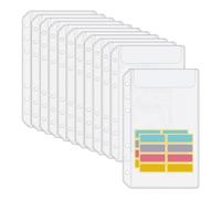 Breeshy Bustine per raccoglitori A6, 12 pezzi, cerniera, per il bilancio, buste di rilegatura cerniera, a 6 fori, per raccoglitori A6 a 6 anelli