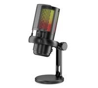Breeshy Microfono RGB, Micro USB PC per Streaming, Podcast, Registrazione, Microfono da Scrivania a Condensatore per // Facile da Usare
