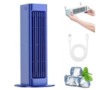 Breezamax, Breeza Max, Qinux Breezamax with 3 Speeds, Rechargeable Fan Quiet, Energy Efficient Air Cooling Fan, Beat the Scorching Heat & Humidity Instantly for Bedroom, Office, Home (Blue)