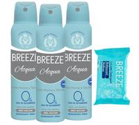 Breeze Acqua Deodorante Zero Macchie Con Note Marine e Talco Spray 48H 150 Ml In Omaggio Un Pezzo Breeze Salviette Detergenti Multiuso