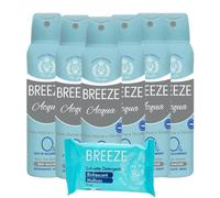 Breeze Acqua Deodorante Zero Macchie Con Note Marine e Talco Spray 48H 150 Ml In Omaggio Un Pezzo Breeze Salviette Detergenti Multiuso