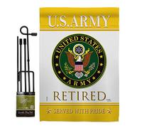 Breeze Decor Bandiera da giardino dell'esercito americano con supporto delle forze armate Rangers United States American Military Veteran Retire Ufficiale Decorazione della Casa Striscione Piccolo