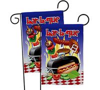 Breeze Decor Bar B Que Garden Flag 2pcs Pack Summer Fun in The Sun Beach Pool Luau Tropical Party Season Outdoor Summertime Sunny House Decoration Banner Piccolo Yard Gift Double Face, Made in USA
