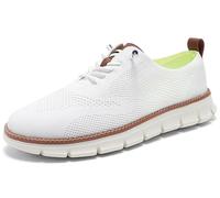 Breeze Men’s Business Casual Shoes Comfy Fit Lightweight Breathable for Work Travel Daily Commute (White,EU_46)