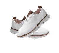 Breeze Men's Lightweight Mesh Casual Dress Sneakers - Breathable Walking Shoes for Work, Travel, And Everyday Wear (White,43)