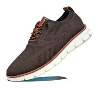 Breeze Men's Lightweight Mesh Casual Dress Sneakers, Soft Sole Business Casual Shoes for Travel, Office, Daily Wear (Coffee,45)
