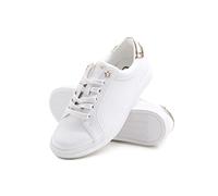 BREEZE NOUTHERLY Women's Featured PU Leather Lace-Up Sneaker, alla Moda, con décolleté, Scarpe da Ginnastica Stella Occhiello Oro 38