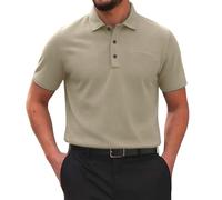 Breeze Polo da uomo a maniche corte da golf con colletto a forma di pancia da birra, elasticizzata, ad asciugatura rapida, casual, a maniche corte, ultra confortevole, testurizzata, traspirante