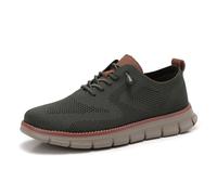 Breeze Shoes for Men - Business Casual Lightweight Oxford Sneakers for Workdays & Travel, Breathable Walking Footwear (Army Green,44)