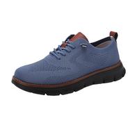 Breeze Shoes for Men, Lightweight Breathable Casual Oxfords, Comfortable Mesh Dress Sneakers for Walking & Business Travel (Light Blue-Black,44)