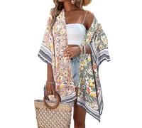 breezy lane Kimono da donna floreale cardigan bikini spiaggia copertura casual costumi da bagno per le vacanze, B Giardino fior, Taglia unica