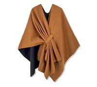 breezy lane Poncho, sciarpa da donna, a maglia, reversibile, elegante, oversize, Ruana, cardigan, regalo per la mamma, caramello arancione, Taglia unica