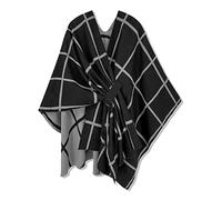 breezy lane Poncho, sciarpa da donna, a maglia, reversibile, elegante, oversize, Ruana, cardigan, regalo per la mamma, Nero Verificado, Taglia unica