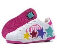 Breezy Rollers 2180373 Scarpe con Rotelle Bambina, Sneaker Bambine e Ragazze, Scarpe con Ruote Multiuso (Bianco/Rosa/Multicolore, Numeric_32)