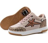 Breezy Rollers 2231410 - Scarpe con Ruote, 2 in 1 per Bambini, Skateboard, Sneakers, Beige Bronzo, 36 EU