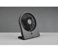 RL LIVE YOUR LIGHT Reality Leuchten Breezy R044-02 - Ventilatore da tavolo in plastica nera opaca, 2 Watt, funzionamento a batteria, USB-C, 3 livelli