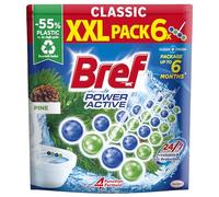 Bref WC Power Activ Active Pine, Detergente WC profumatore, Pulizia e Freschezza, Formato Scorta Confezione da 6 pezzi