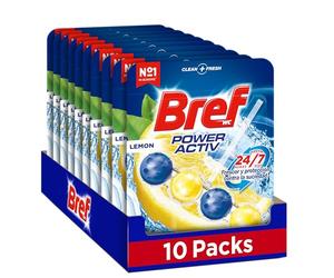 Bref WC Power Activ Lemon, Detergente WC profumatore, Pulizia e Freschezza, Formato Scorta da 10 confezioni