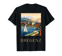 Bregenz Austria Lago di Costanza Porto Vintage Retro Design Maglietta