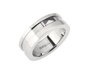Breil, Anello Uomo in Acciaio, Ceramica | Collezione CERAMIC BRICK, Anello, Dimensione 25 cm, Gioiello idee regalo uomo