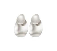 Breil, B Whisper Collection, Damenohrringe aus Glänzendem Edelstahl, Praktischer Schmetterlingsverschluss, Unregelmäßige, Geschwungene Oberfläche, Farbe Silber, Damen- und Mädchenschmuck