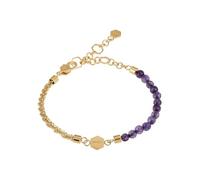 BREIL - Bracciale da Donna Collezione KALEIDO TJ2998 - Gioielli Donna - Bracciale Donna con Catene di Diverso Stile con Pietre in Ametista Viola, Trasformabile in Cavigliera - IP Gold - 21 cm