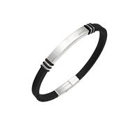 Breil, Bracciale Uomo Acciaio Satinato e Silicone Nero, Chiusura a Pulsante | Collezione Light Cuff, Design Moderno, Lunghezza 22 Cm, Regolabile Fino a 17 Cm, Idea Regalo Uomo