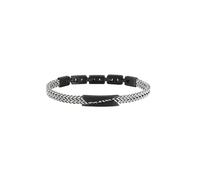 Breil, Bracciale Uomo in Acciaio Bicolor con Elemento Centrale Nero | Collezione Edit Out, Design con Maglia Specchiata e Satinata, Lunghezza Regolabile 17-22 Cm, Idea Regalo Uomo
