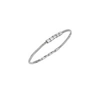 Breil, Collezione Loop, Bracciale Uomo in Acciaio Specchiato, Design Contemporaneo, Sottile Cavetto in Acciaio Decorato con Cubic Zirconia, Chiusura a Gioielleria Regolabile 17.5-20 cm, Color Argento