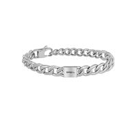 Breil, Collezione Logomania, Bracciale Uomo in Acciaio Specchiato con Catena Groumette e Logo, Pratica Chiusura a Moschettone, Idee Regalo Uomo, Lunghezza Regolabile 17-22 cm, Silver