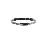 Breil, Collezione Edit Out, Bracciale Uomo in Acciaio Bicolor Specchiato e Satinato, con Maglia ed Elemento Centrale Nero, Pratica Chiusura, Lunghezza Regolabile 17-22cm, Idee Regalo Uomo, Silver-Nero
