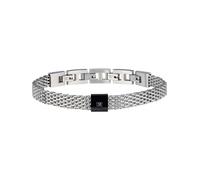 Breil, Collezione Black Diamond, Bracciale Uomo in Acciaio Colorato, con Diamante Naturale, Pratica Chiusura a Moschettone, Idee Regalo Uomo, Lunghezza Regolabile 17.5-22 cm, Silver-Black