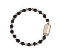 Breil, Collezione Magnetica System, Bracciale Donna Light & Shadow, con Catena in Acciaio Lucido Color Oro Rosa e Sfere in Onice Sfaccettata, Pratica Chiusura con Magnete, Rosa-Nero, Misura 19 Cm