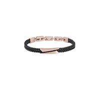 Breil, Collezione Edit Out, Bracciale Uomo in Acciaio Bicolor Specchiato e Satinato, con Maglia ed Elemento Centrale Nero, Pratica Chiusura, Lunghezza Regolabile 17-22cm, Idee Regalo Uomo, Rose-Nero