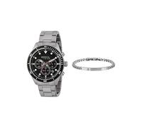 Breil, Christmas Box, Kit Regalo con Cronografo Uomo Sail, Quadrante Nero e Dettagli Rossi, e Bracciale Uomo Groovy in Acciaio Lucido Silver, Idea Regalo Uomo, Confezione Inclusa