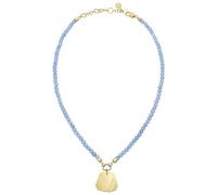 Breil, Collana Donna Collezione Private Code TJ3150, Collana di Giada Blu con Due Piastrine in Acciaio IP Gold