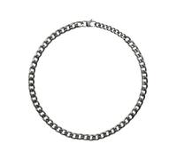 Breil, Collezione Block Chain, Collana Uomo, Accessorio Uomo con Doppia Finitura in Acciaio IP Gun Specchiato e Satinato e Pratica Chiusura a Moschettone, Lunghezza 47 cm