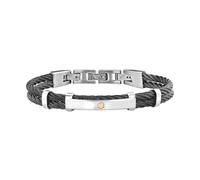 Breil, Collezione 9K Loop, Doppio Bracciale Donna in Acciaio Con Elementi in Oro 9K, Chiusura A Gioielleria, Lunghezza Regolabile fino a 17,5 cm