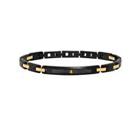 Breil, Collezione Abarth, Bracciale Uomo in Acciai, Finitura Bilux IP Black e Gold, Elemento Centrale in Fibra di Carbonio con Scorpione Dorato, Chiusura a Gioielleria, Lunghezza Regolabile 17-22 cm