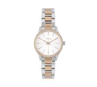 Breil, Collezione Abby, Orologio Donna Solo Tempo, in Acciaio Silver e IP Rose, Quadrante Silver con Finitura Sunray, Lunetta Decorata con Cristalli, Cassa 32 mm, Rosa
