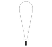 Breil, Collezione Alaine, Collana Uomo, in Acciaio Bilux Lucido e Satinato, Pendente Rettangolare IP Gun con Elemento Argento, Chiusura a Gancio, Lunghezza 60 cm