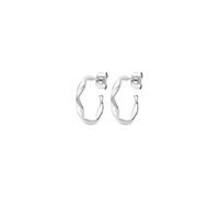 Breil, Collezione Alchemy, Orecchini Hoop in Acciaio Donna, Forma Esagonale, Pratica Chiusura a Farfalla, Misura 18mm