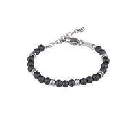 Breil, Collezione Artha, Bracciale Uomo, in Acciaio IP Gun ed Ematite, Riequilibra le Energie, Stimola la Concentrazione, Pratica Chiusura a Moschettone, Lunghezza Regolabile 17-22 cm, Color Grigio