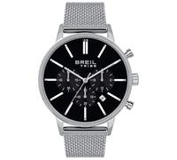Breil, Collezione Avery, Orologio Uomo in Acciaio, Elegante e Contemporaneo, con Quadrante Nero Opaco, Indici a Bastone, Datario, Pratica Chiusura a Scorrimento, Nero-Silver